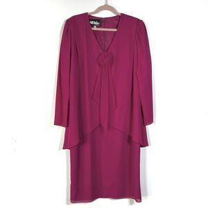 Vtg Ursula Of Switzerland Chiffon Layered Dress Sz 12 Pink Mother Of The Bride